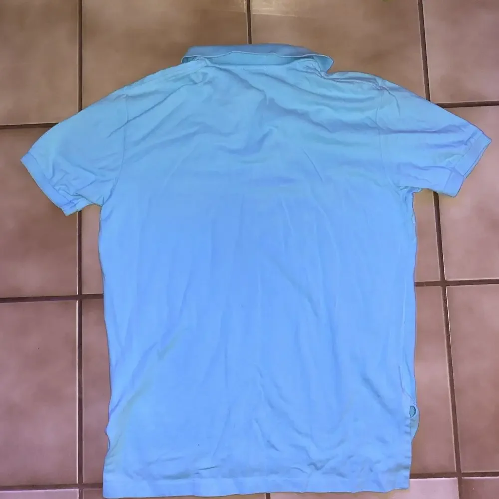 Ralph Lauren Polo Shirt Mens Large Light Blue Classic Fit Pink Pony Cotton Logo